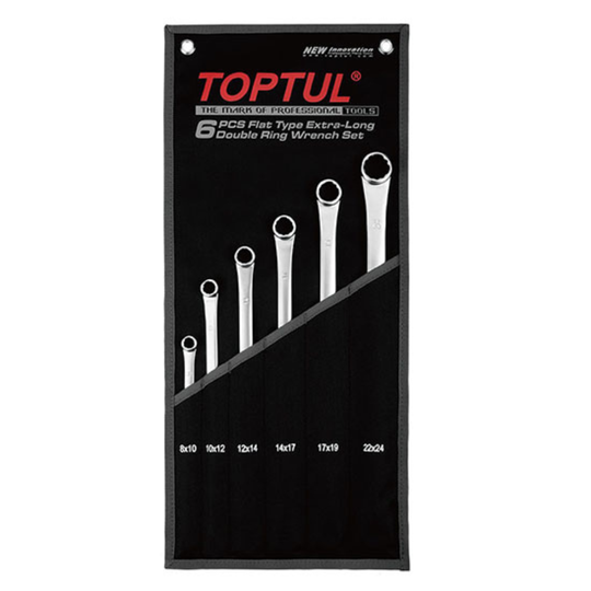 WRENCH SET DOUBLE RING LONG 8-24mm 6pc TOPTUL