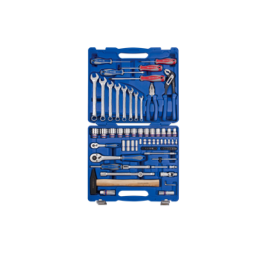 TOOL SET CARRY TYPE 1/4"-1/2" 77pc PASTIC CASE KT