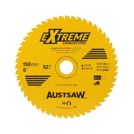 BLADE TCT STAINLESS 150mm x 20 x 52T AUSTSAW EXTREME