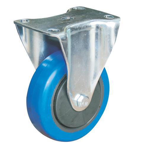 CASTOR 100mm BLUE RUBBER FIXED