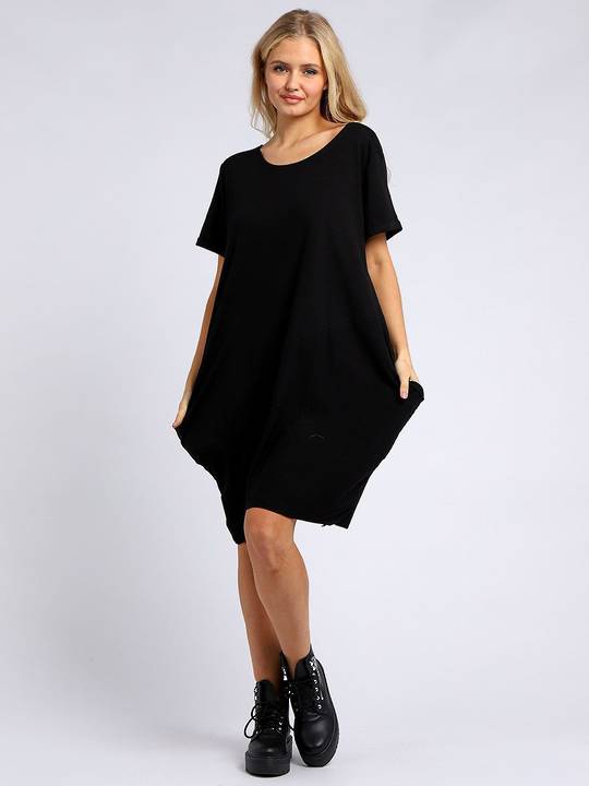 Sasha Cotton Dress Short Sleeve - Black