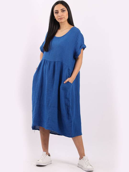Charlotte Linen Dress Royal Blue