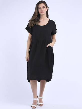 Charlotte Linen Dress Black