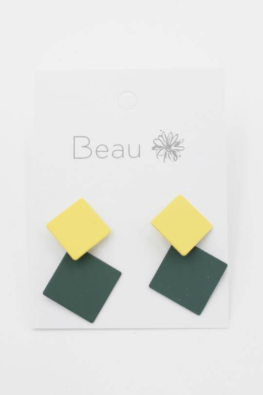 Leafy Lemon Square Earrings