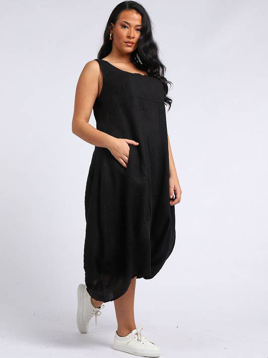 Gabriella Linen Dress Black