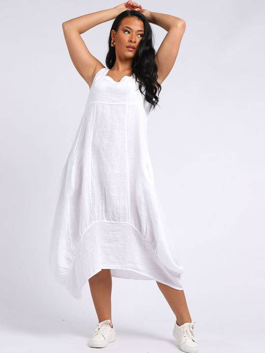 Gabriella Linen Dress White