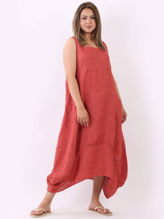 Gabriella Linen Dress Terracotta