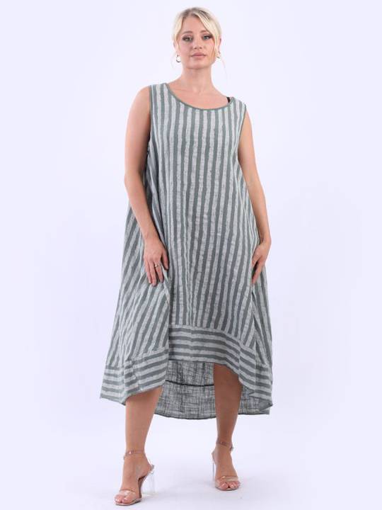 Gina Striped Dress Khaki