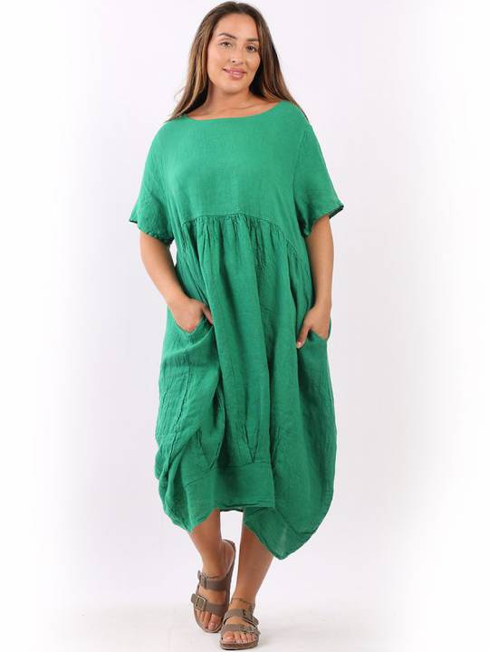 Mila Linen Dress Apple Green