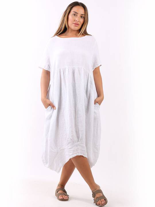 Mila Linen Dress White