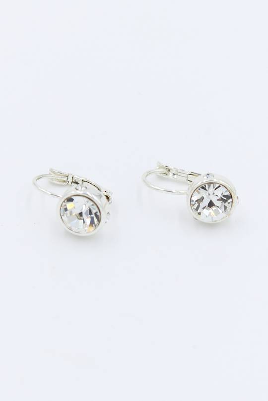 French Clip Diamond Earrings Silver