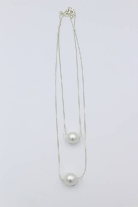 Twin Orb Silver Necklace