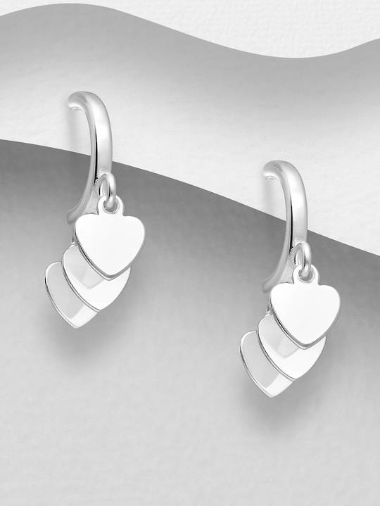 Sterling Silver Waterfall Heart Earrings