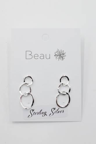 Sterling Silver Triple Ring Earrings