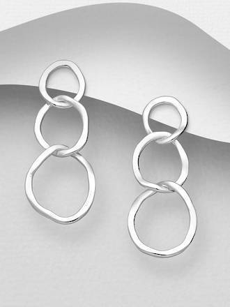Sterling Silver Triple Ring Earrings