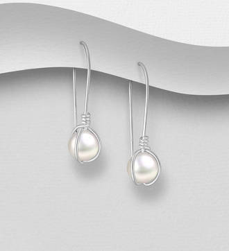 Sterling Silver Twisted Pearl Earrings