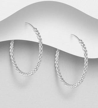 Sterling Silver Weave Hoop Earrings