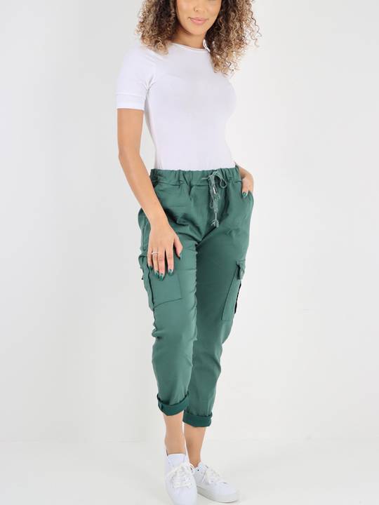 Italian Cargo Trousers Jade Green 14-18