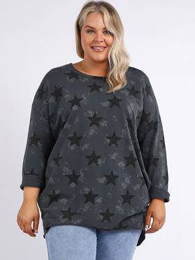 Southern Star Cotton Sweater Charcoal - Black Star