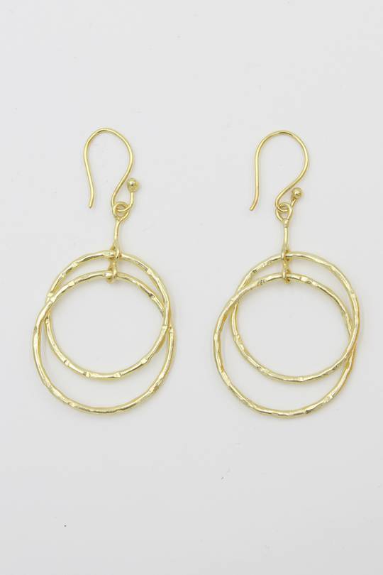 Double Ring Brass Earrings