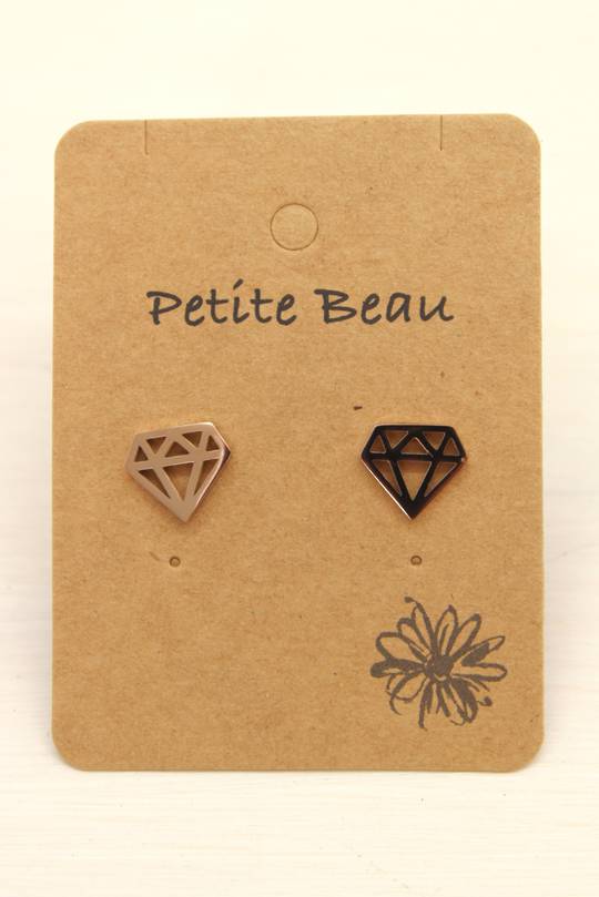 Petite Beau Stainless Steel Pyramid Earrings