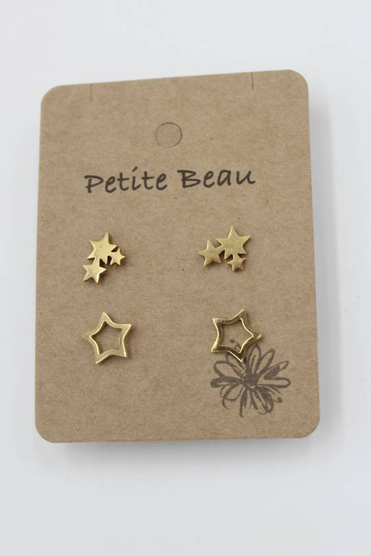 Petite Beau Star Stainless Steel Earrings Gold