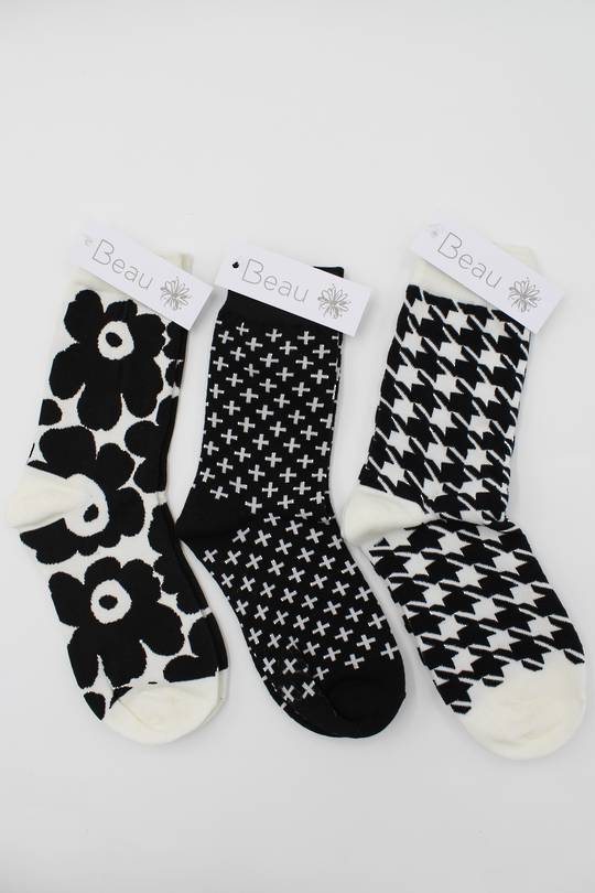 Monochrome Socks Pack of 3