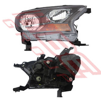 HEADLAMP - L/H - XL MODEL - ELECTRIC - BLACK - TO SUIT - FORD RANGER 2016-