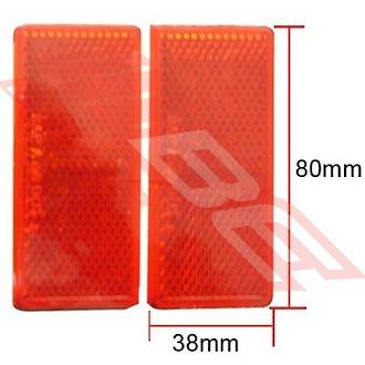 REFLECTOR - RECTANGULAR - 80mmX38mm - STICK ON 2PACK - TO SUIT - UNIVERSAL - ALL MAKES/MODELS