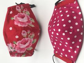 Flower Sugar Japanese Fabric with White Polka Dots on Pink Reverse - Reversible Limited Edition Face Mask
