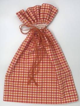 Orange and Red Gingham Retro Inspired Draw String Bag - Poly/Cotton