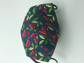 Forest Song - Puhutukawa with White Polka Dots on Lime on Reverse Side - Reversible Reusable Limited Edition Face Mask