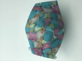 Knit N Purl with White Polka Dots on Light Blue on Reverse Side - Reversible Limited Edition Face Mask
