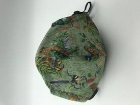 Chatter Bird with White on Blue Polka Dot Pattern on Reverse Side - Reversible Limited Edition Face Mask