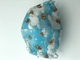 Bees with Clouds with White Polka Dots on Light Blue on Reverse Side - Reversible Limited Edition Face Mask