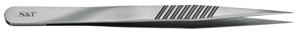 S&T Forcep 13.5cm JFL-3 Flat Handle 0.3mm Straight Tips