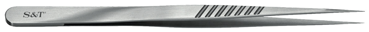 S&T Forcep 13.5cm JFS-3P Flat Handle 0.3mm Straight Plateau Tips