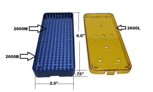 PST Instrument Microsurgery Tray - Base, Lid and Mat 6.4 x 15.2 x 1.9cm