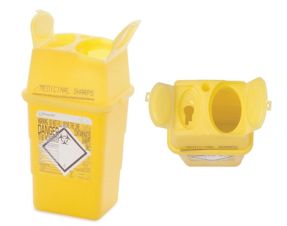 Plascare Sharps Container 1L with Standard Lid
