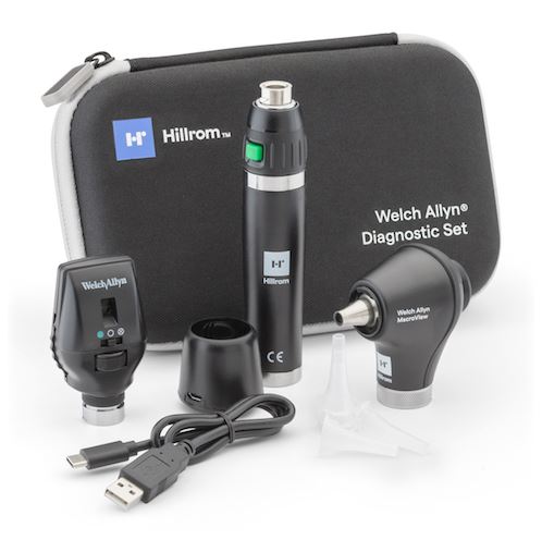 Welch Allyn Macroview Basic Otoscope Coaxial Ophthalmoscope Li-Ion Handle and USB Charger LED Bulbs