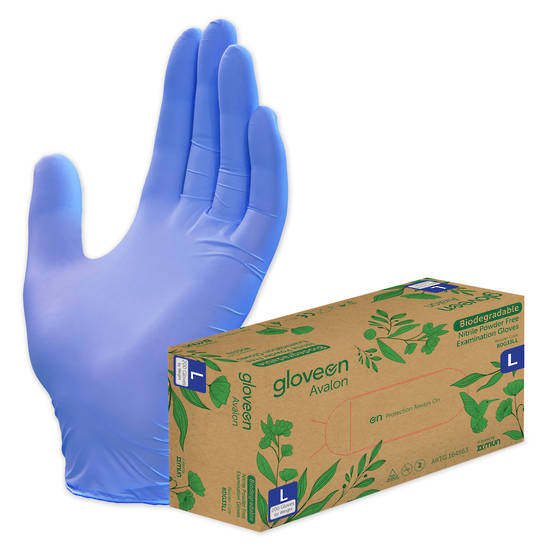 GloveOn Avalon Biodegradable Nitrile Exam Gloves Powder Free Box of 200 Large