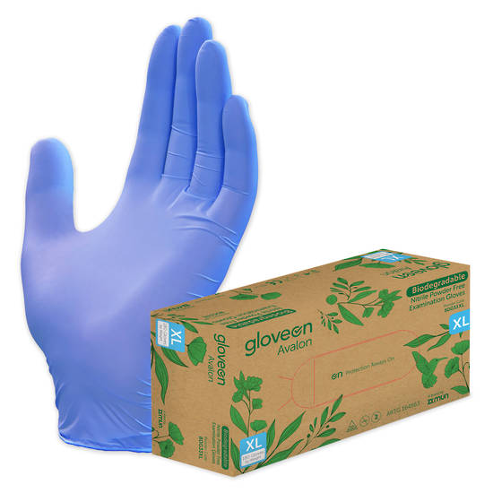 GloveOn Avalon Biodegradable Nitrile Exam Gloves Powder Free Box of 180 X-Large