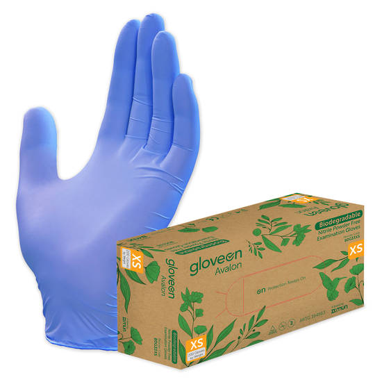 GloveOn Avalon Biodegradable Nitrile Exam Gloves Powder Free Box of 200 X-Small
