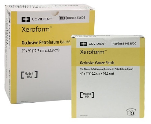 Xeroform Occlusive Petrolatum Gauze Patch 10.2cm x10.2cm