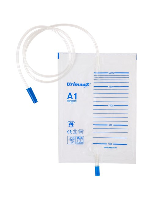 Axxis A1 Urine Drainage Bag 120cm Push/Pull Valve Outlet 2000ml