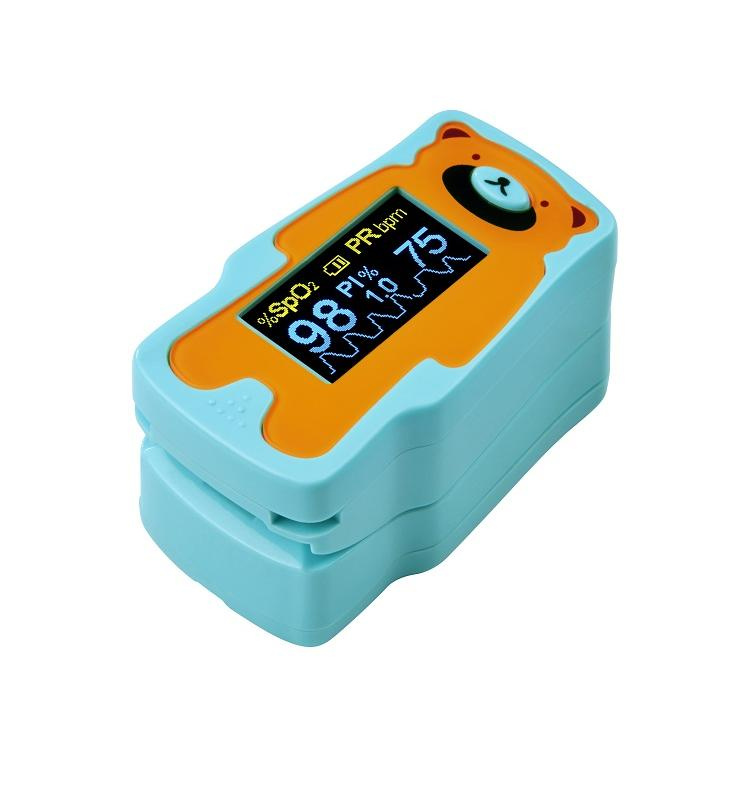 Paediatric Pulse Oximeter Fingertip with Silicone Surround - BLUE