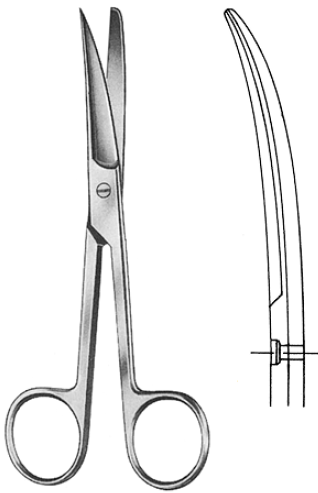 Nopa Standard Operating Scissor Sharp Blunt Curved 13cm