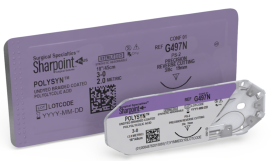 Sharpoint Plus Suture Polysyn FA 1/2 Circle TP 2/0 36mm 90cm - EACH