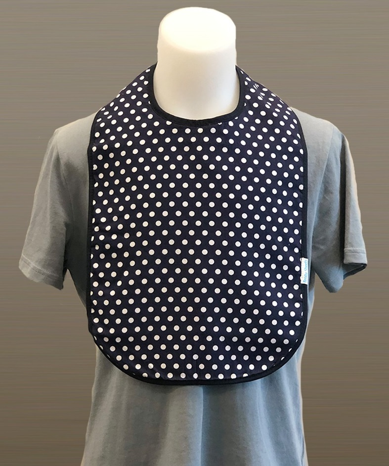 Brolly Bib Waterproof & Absorbant Youth Blue with White Dots