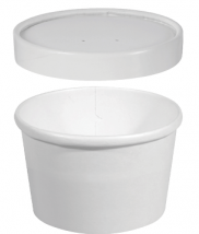 Denture Bowl Container White Paperboard PE Lined + Lid 237mls
